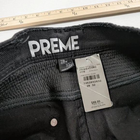 NWT Preme Buffalo Moto Skinny Stretch Jean 28 x 32 distressed with rhinestones